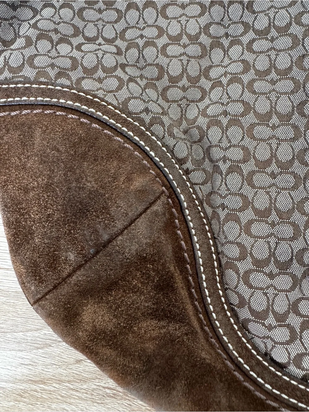 Coach Brown and Black Signature Canvas Hobo Bag
